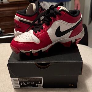 Nike Air Jordan 1 Low Youth Cleats Red Black White